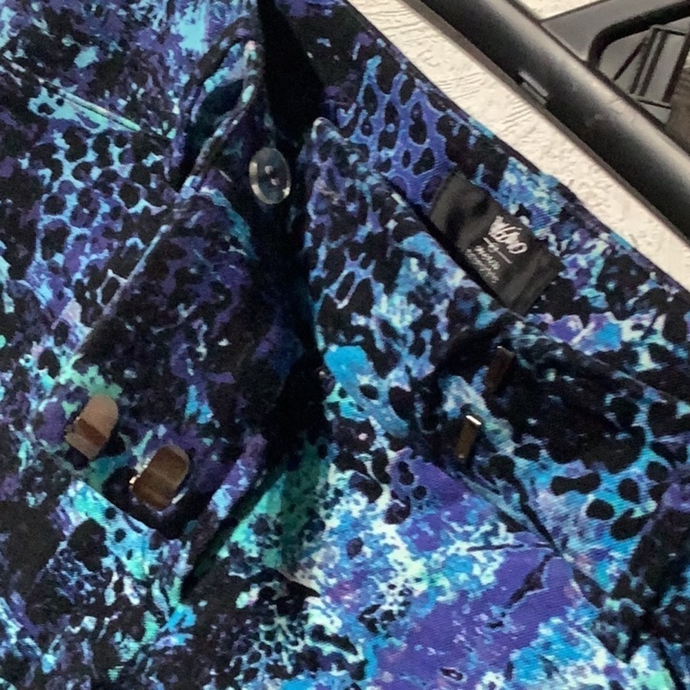 Mossimo - Sz 4 - ankle pants - blue mosaic pattern - reminds of the ocean - Picture 3 of 4